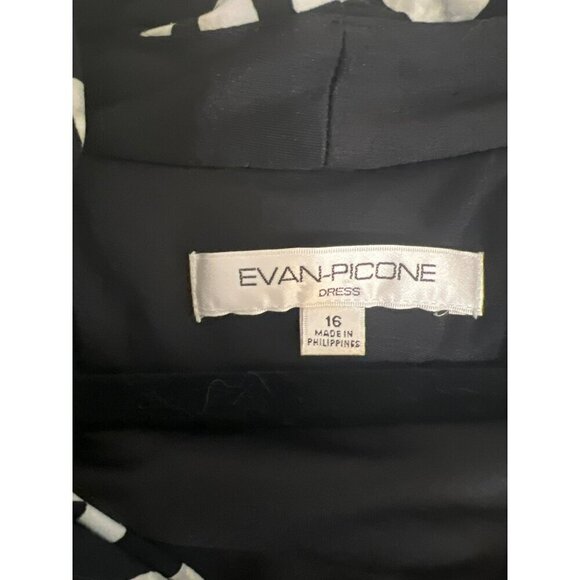 Evan Picone Sz 16 Fit and Flare Midi Halter Style Dress Black White Print - Picture 8 of 9